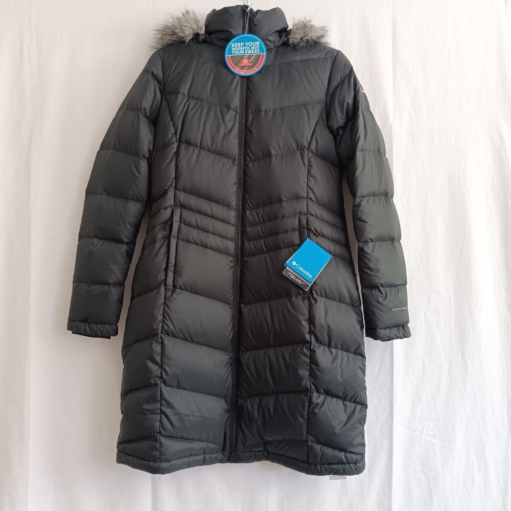 Columbia Polar Freeze Long Down Jacket Womens S Black New Omni-Heat Parka XK1435